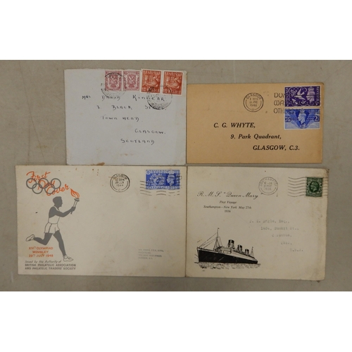 297 - A lot comprising a QUEEN MARY : 1936 27th May, first voyage illustrated cover, Southampton to New Yo... 