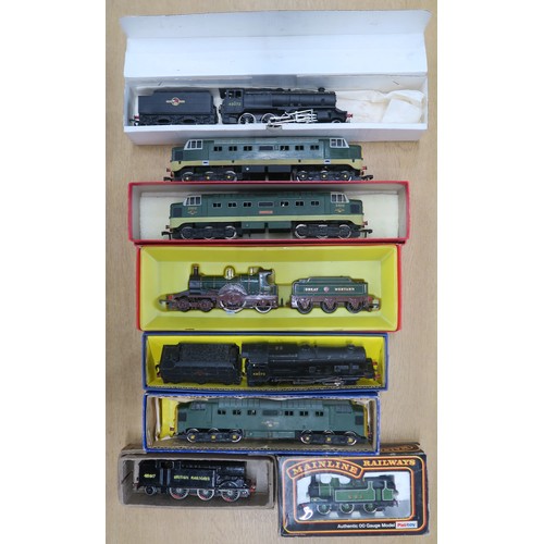 383 - A mixed collection of 00-gauge railway locomotives, to include a Wrenn 2-4-0 locomotive and tender i... 