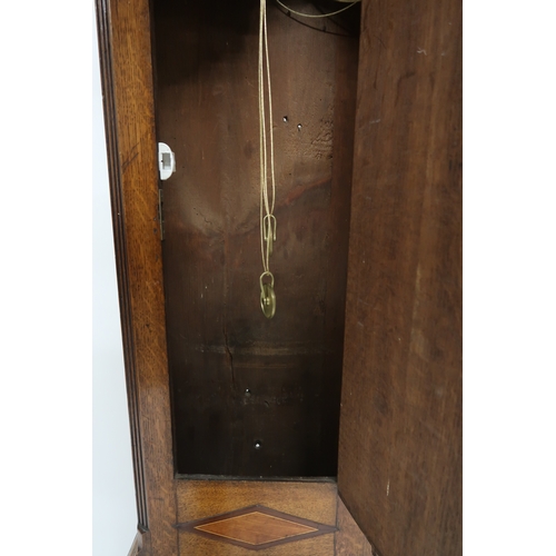 2020A - A 19TH CENTURY OAK CASE JASON COX, LONG ACRE LONDON LONG CASE CLOCKWith brass arched face, 42cm high... 