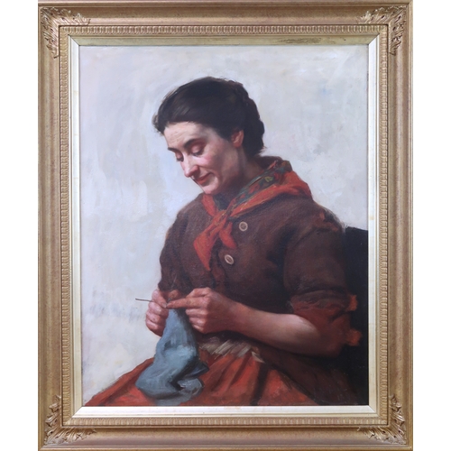 2981A - JOHN MCGHIE (SCOTTISH 1867-1952)PORTRAIT OF A LADY KNITTINGOil on canvas, signed lower right, dated ... 