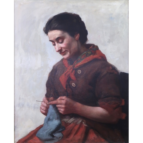 2981A - JOHN MCGHIE (SCOTTISH 1867-1952)PORTRAIT OF A LADY KNITTINGOil on canvas, signed lower right, dated ... 