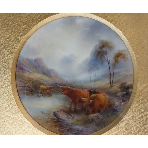 2271 - JOHN STINTON (1854-1956) A PAIR OF ROYAL WORCESTER porcelain plaques both painted with cattle by a r... 