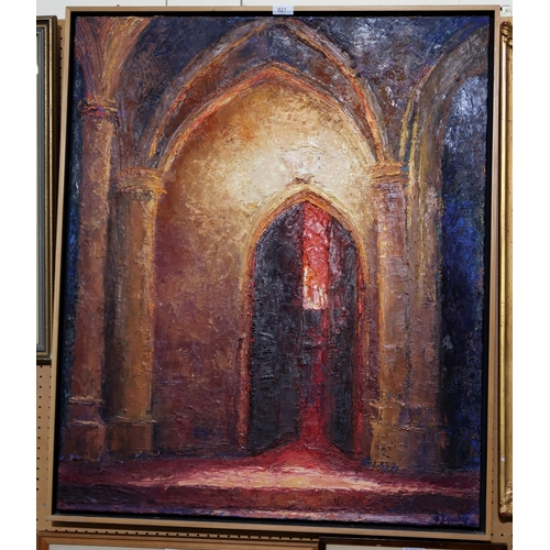 1031 - GAYLE STOTT LOWRY (AMERICAN 20th CENTURY) GOTHIC DOORWAY Oil on canvas, signed lower right, 90 x 75c... 