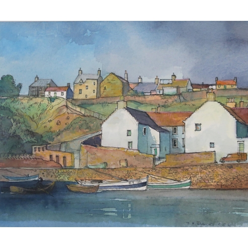 1005 - TOM HOVELL SHANKS RSW RGI PAI (SCOTTISH 1921-2020) CRAIL HARBOUR, FIFE Watercolour, signed... 