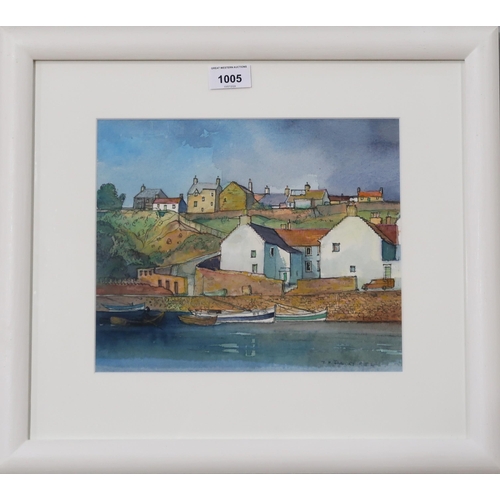 1005 - TOM HOVELL SHANKS RSW RGI PAI (SCOTTISH 1921-2020) CRAIL HARBOUR, FIFE Watercolour, signed... 