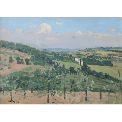 1009 - HENRY EDWARD 'TED' ODLING (BRITISH 1921-2007) UMBRIAN LANDSCAPE Oil on board, signed lower... 