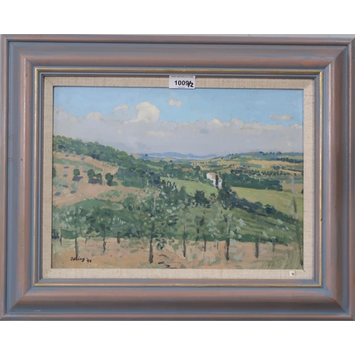 1009 - HENRY EDWARD 'TED' ODLING (BRITISH 1921-2007) UMBRIAN LANDSCAPE Oil on board, signed lower... 