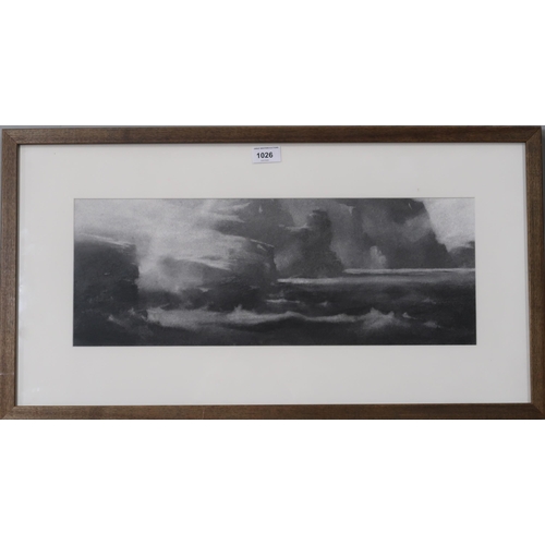 1026 - ALAN WATSON (SCOTTISH b.1947) COASTLINE - HOY, ORKNEY Charcoal, signed lower right, dated 1998, 19 x... 