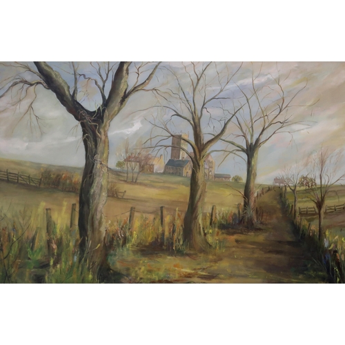 968 - SCOTTISH SCHOOL  TOWN CHURCH Oil on board, 46 x 72cm Together with a similar (2)... 