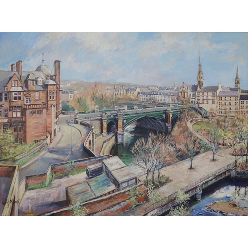 971 - ROBIN MILLER (SCOTTISH CONTEMPORARY) KELVINBRIDGE Oil on canvas, signed lower left, 59 x 68cm Togeth... 