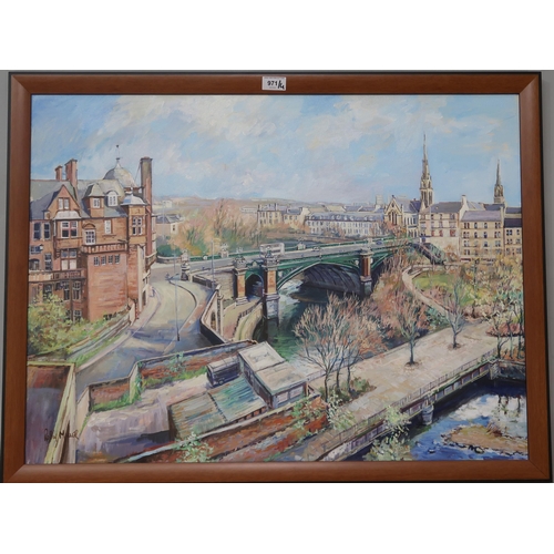 971 - ROBIN MILLER (SCOTTISH CONTEMPORARY) KELVINBRIDGE Oil on canvas, signed lower left, 59 x 68cm Togeth... 