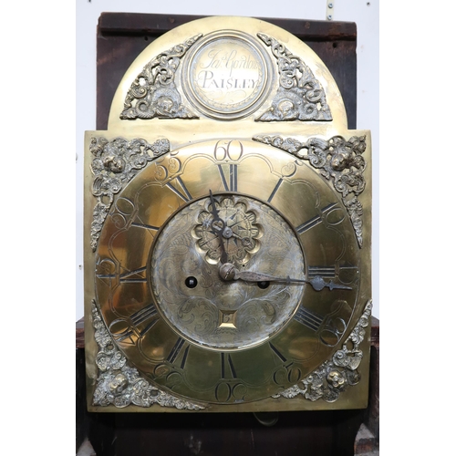 4 - An 18th/19th century JAs (James) Gordon, Paisley mahogany cased grandfather clock with brass arched ... 