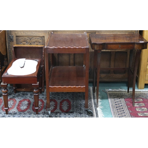 66 - A lot comprising small 19th century oak writing desk, 70cm high x 56cm wide x 40cm deep, mahogany oc... 