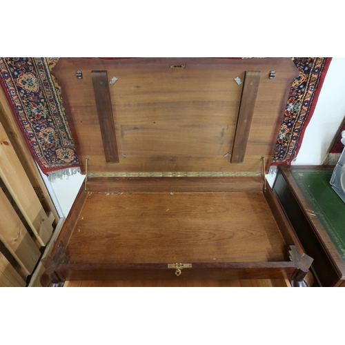 71 - A 20th century mahogany bombe chest with hinged top over three long drawers, 78cm high x 98cm wide x... 