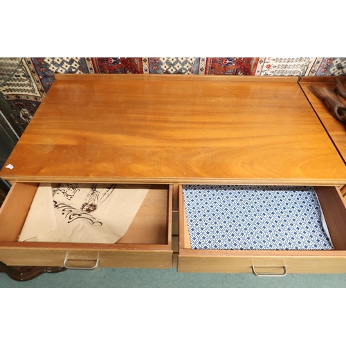 81 - A pair of mid 20th century teak two over three chests of drawers on shaped supports, 100cm high x 10... 