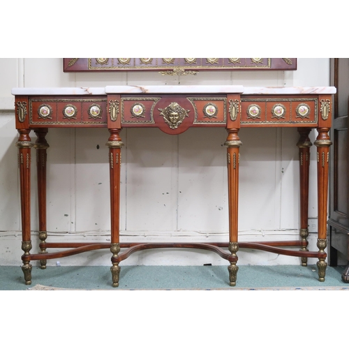 9 - A 20th century reproduction continental style hall table and mirror, mirror with brass ormolu mounts... 