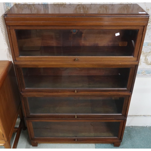 93 - A 20th century mahogany Globe Wernicke sectional bookcase with four glazed lift front sections, 125c... 