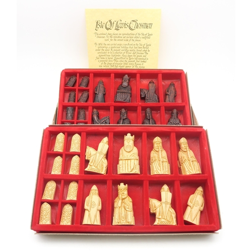 538 - A Lewis Chessmen replica set, produced by S.A.C. Ltd., (Studio Anne Carlton, Hull, England), boxed