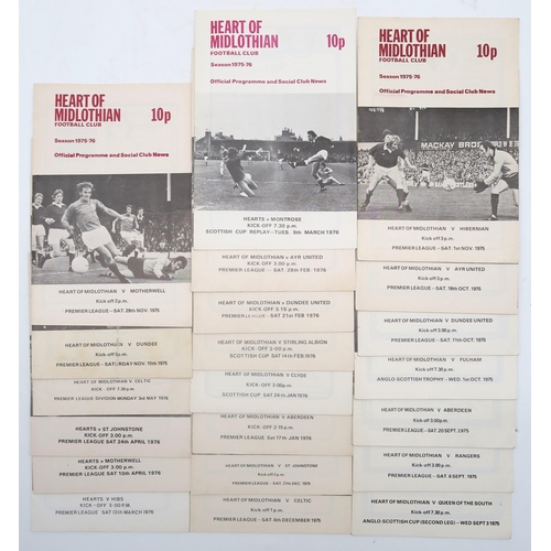 568 - An extensive collection of Heart of Midlothian (Hearts) League Cup football programmes, spanning the... 