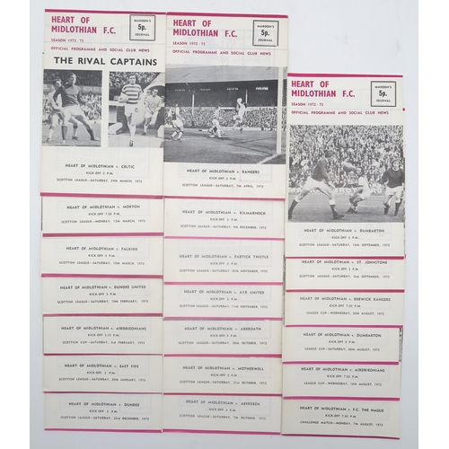 568 - An extensive collection of Heart of Midlothian (Hearts) League Cup football programmes, spanning the... 