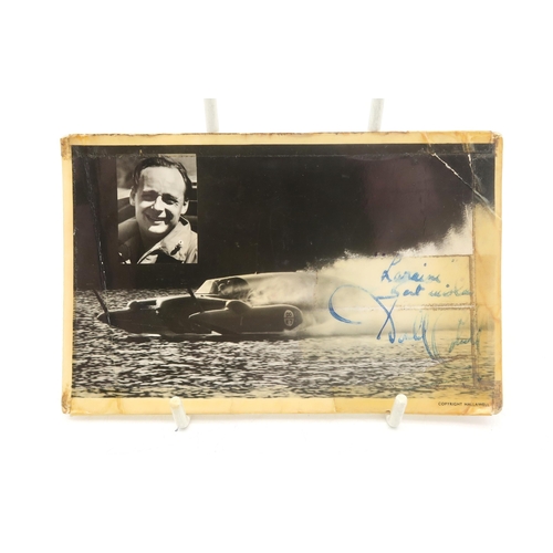 573 - A collection of autographs, to include a black and white photo postcard of Bluebird, signed by water... 