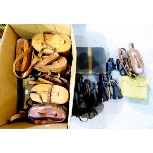 589 - Assorted binoculars, largely military-issue, to include WW2 1943-dated 6x30 binoculars by R.E.L. Can... 