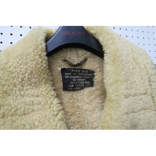 596 - A U.S. Air Force Type B-3 replica sheepskin flying jacket, marked 