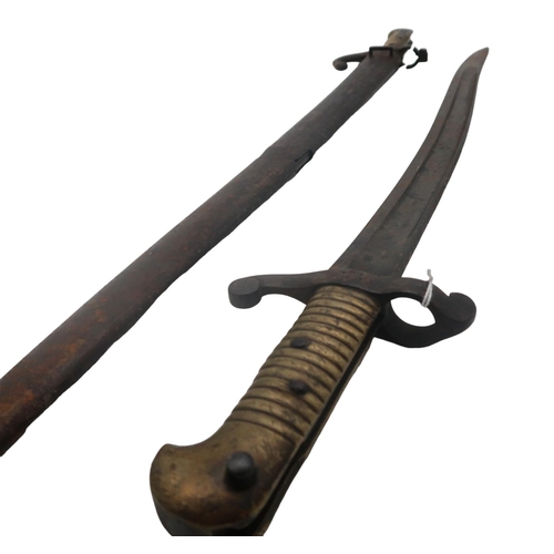 599 - A French M1842 bayonet and an M1866 Chassepot bayonet with scabbard (2)