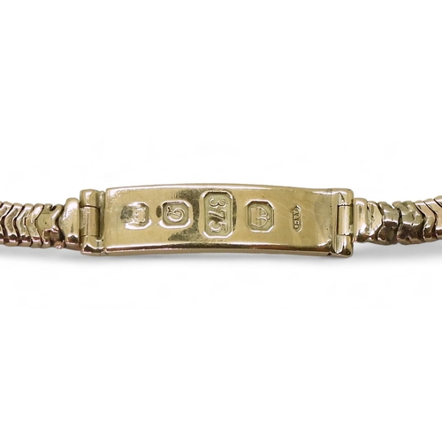 762 - A 9ct gold ingot style bracelet, minimum length 17.2cm, max 18cm, weight 11gms