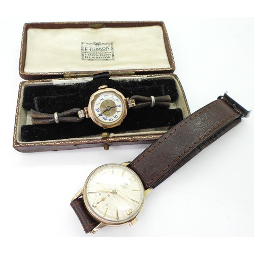 755 - A 9ct gold Smith gents wristwatch with London hallmarks for 1965, inscribed verso, together with a 9... 