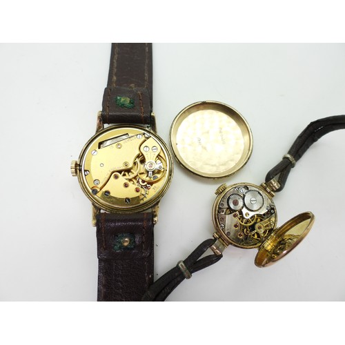 755 - A 9ct gold Smith gents wristwatch with London hallmarks for 1965, inscribed verso, together with a 9... 