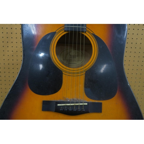 442 - FENDER a DG-5-SB acoustic guitar in sunburst and left hand strung with case (def)