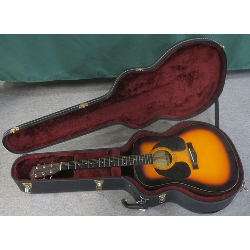 442 - FENDER a DG-5-SB acoustic guitar in sunburst and left hand strung with case (def)