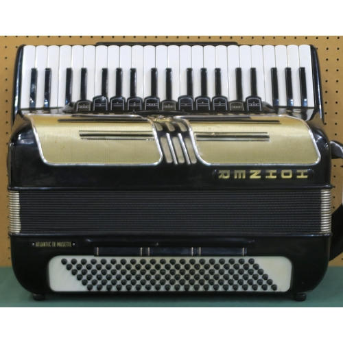 443 - HOHNER a Hohner Atlantic IV Musette piano accordion 41 key 120 bass serial number 510223 in black wi... 
