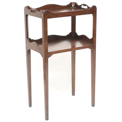 2003 - A PAIR OF EARLY 20TH CENTURY MAHOGANY TWO TIER BEDSIDE TABLES IN THE MANNER OF WHYTOCK & REID wi... 