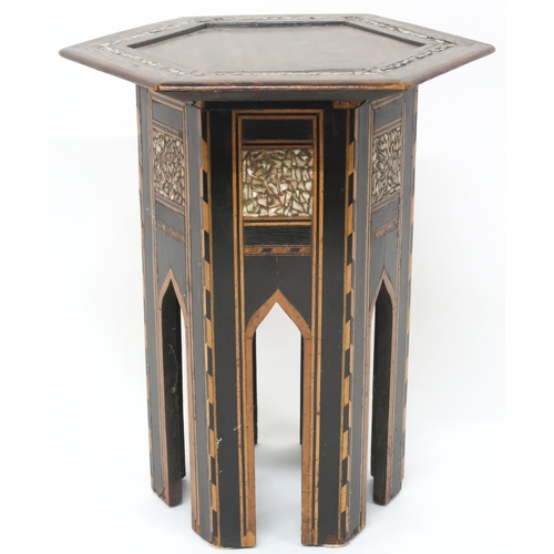 2004 - AFTER LIBERTY & CO ANGLO-MOORISH OCTAGONAL TOPPED OCCASIONAL TABLE with mother of pearl and samp... 