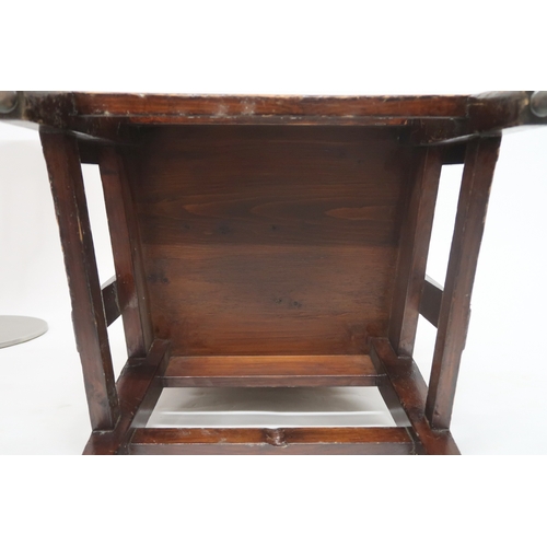 2005 - AN EARLY 20TH CENTURY STAINED PINE FRAMED CHILDREN'S ORKNEY CHAIR with curved rushed seat over flat ... 