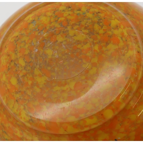 2206 - A MONART AF SHAPE BOWLin mottled orange and green with aventurine, 18cm diameter... 