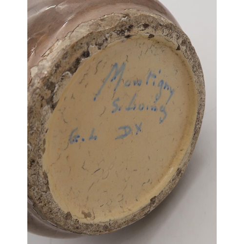 241 - A&nbsp;Montigny-sur-Loing faience vase, decorated with brambles, initialled to base G.L. and D.X