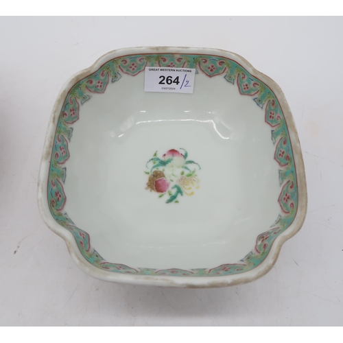 232A - A Canton bowl decorated with geishas, flowers and butterflies, together with a lacquered bowl and li... 
