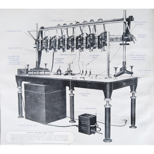 145 - A Large cast iron circa 1950 Williamson-Ross stereoscopic mapping table with associated multiplex pr... 