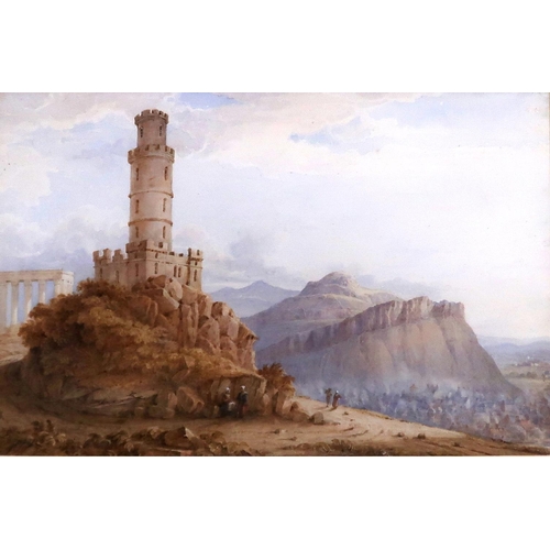 916 - SCOTTISH SCHOOL NELSON'S MONUMENT CALTON HILL Watercolour, signed verso 'C. L. Scott', 25 ... 