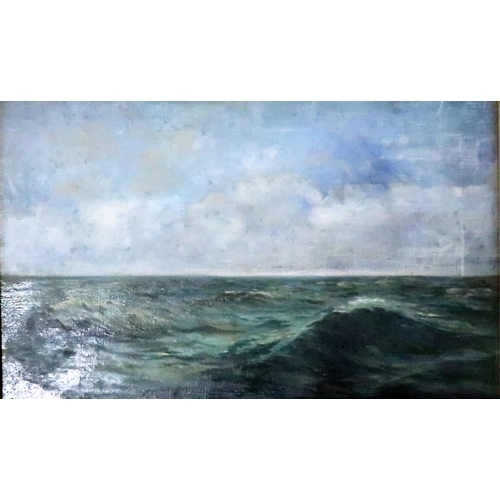 927 - A 20thC decorative seascape, oil on canvas, 24.5 x 39.5cm (9.5 x 15.5