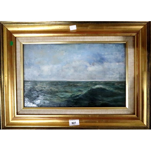 927 - A 20thC decorative seascape, oil on canvas, 24.5 x 39.5cm (9.5 x 15.5