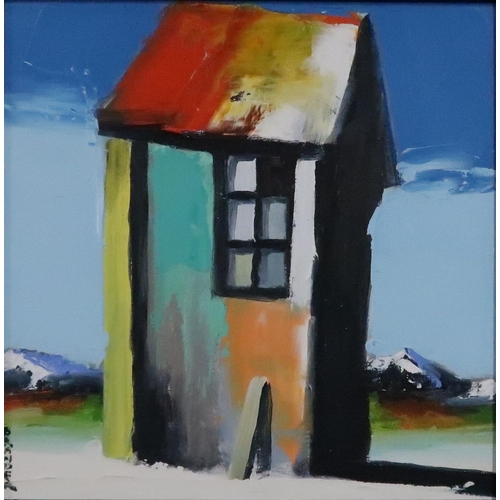 931 - GARRY BRANDER (SCOTTISH CONTEMPORARY)ISLAND SHANTYAcrylic, signed lower left, 18.5 x 18.5cm (7.5 x 7... 