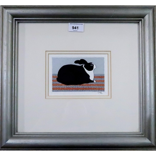 941 - JINTY RUSSELL (SCOTTISH CONTEMPORARY)RABBITMixed media, signed lower right, 10 x 15cm (4 x 6