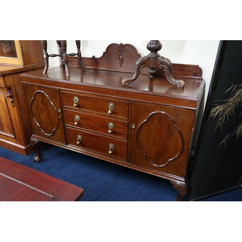 19 - A late 19th/early 20th century mahogany dining suite comprising extending dining table,76cm high x 1... 