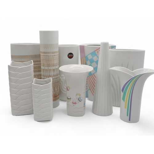 218 - A collection of decorative German vases by Thomas and Rosenthal, some Art Deco style examples, other... 