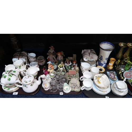 250 - A collection of ceramics including figures, tea wares, brassware, lamps, vases etc