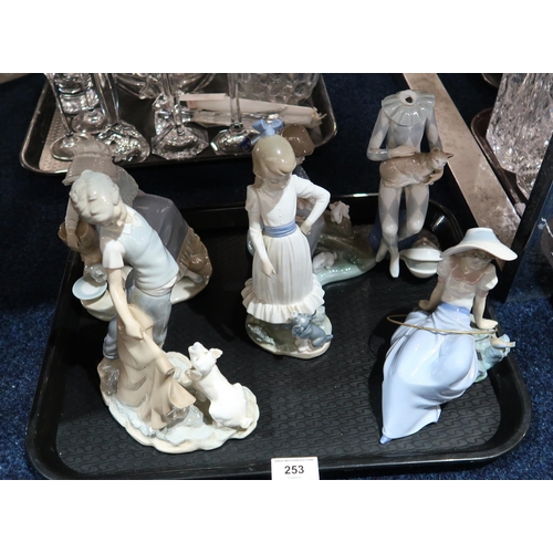 253 - A group of Nao figures, assorted glassware, Lilliput Lane cottages and teawares